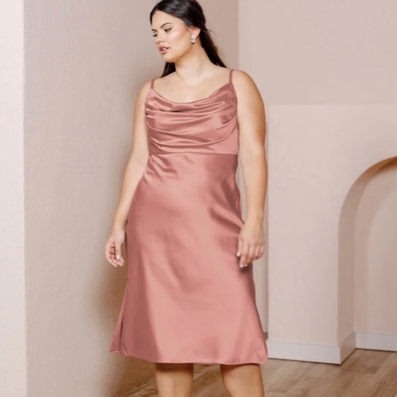 Revelry Skye Satin Midi Dress, Desert Rose, size 10 - Picture 3 of 10